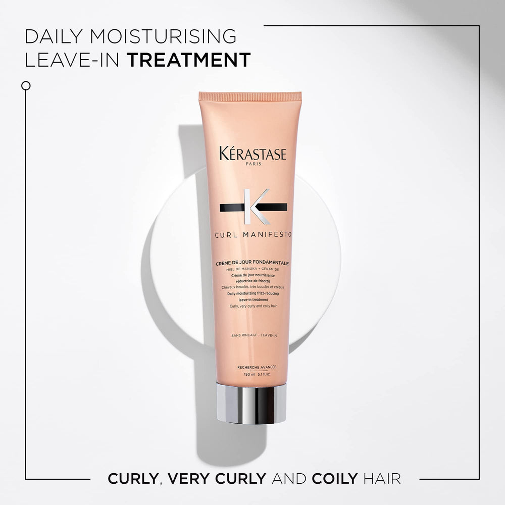 KÉRASTASE Curl Manifesto Creme de Jour bottle back highlights ingredients and protection