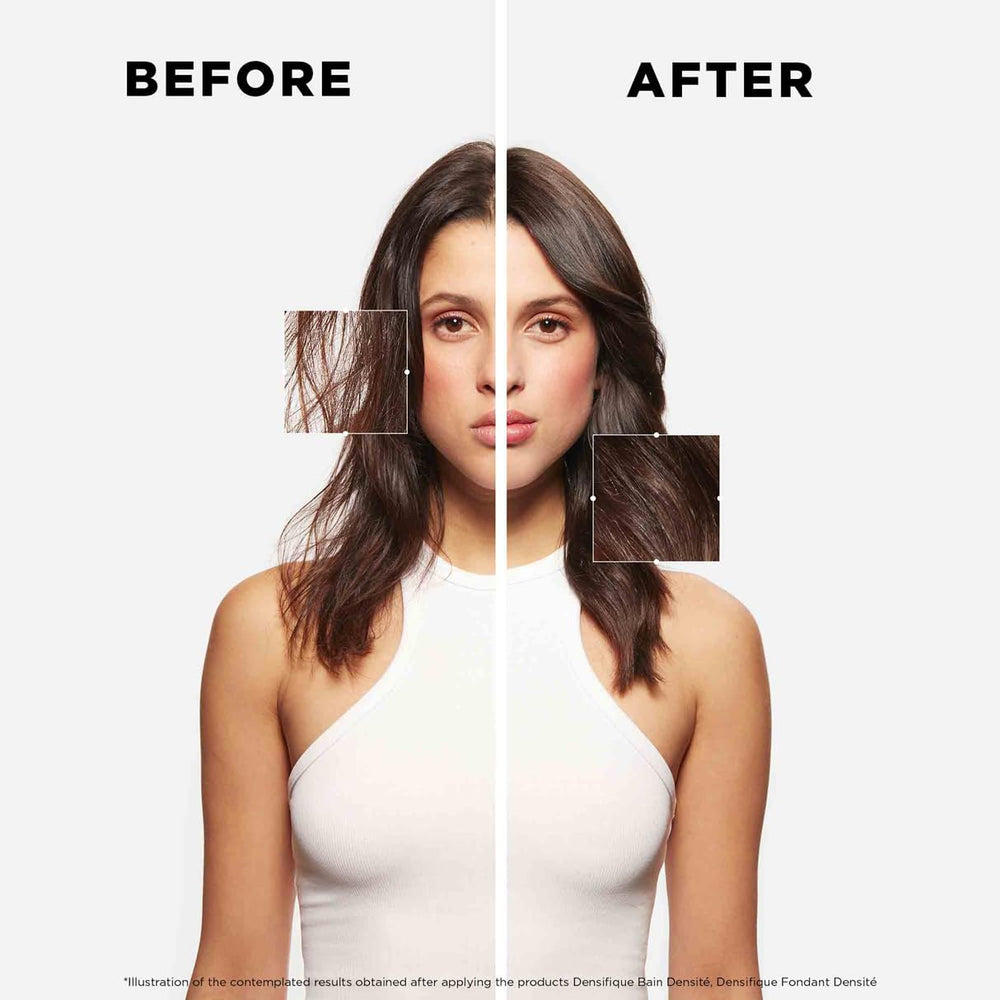 KÉRASTASE Densifique shampoo application scene supports cleansing for thinning hair.