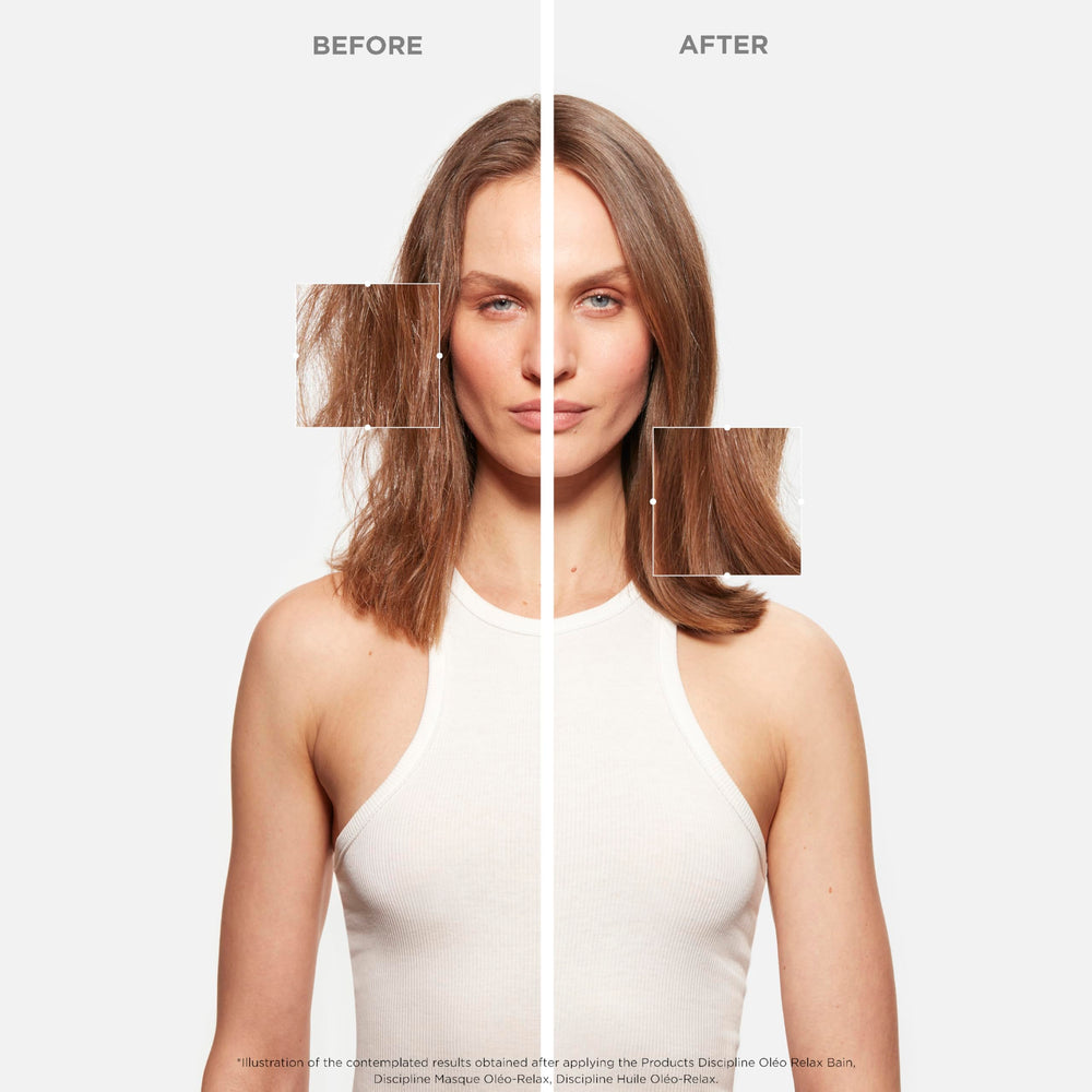 KÉRASTASE Discipline Bain Fluidealiste bottle-pour shows gentle release and lightweight cleansing.