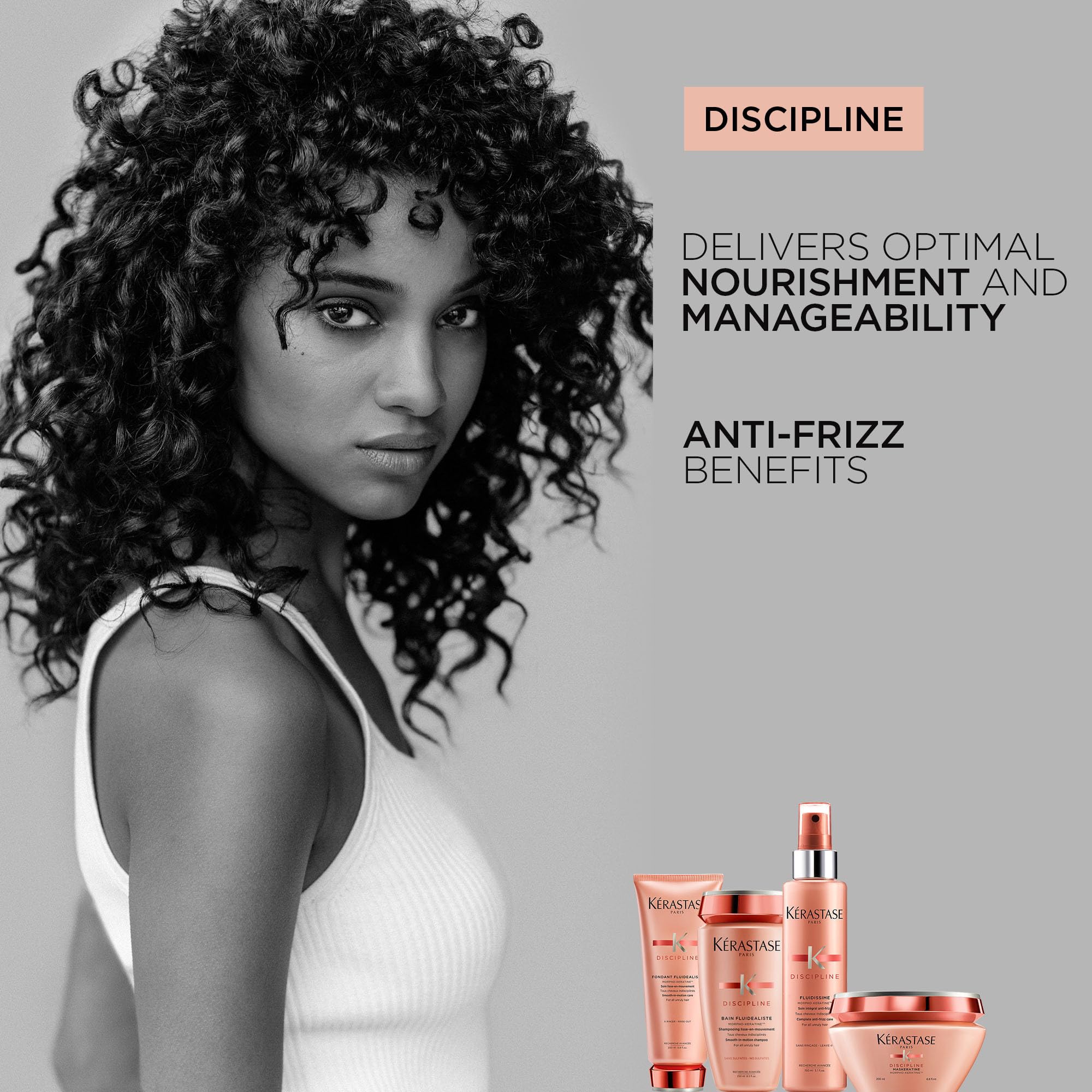 KÉRASTASE Discipline Fluidealiste closeup-texture emphasizes silky after-wash feeling.