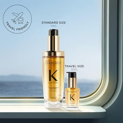 Kerastase Elixir Ultime usage pump-dispense demonstrates precise application for mid-lengths to ends.