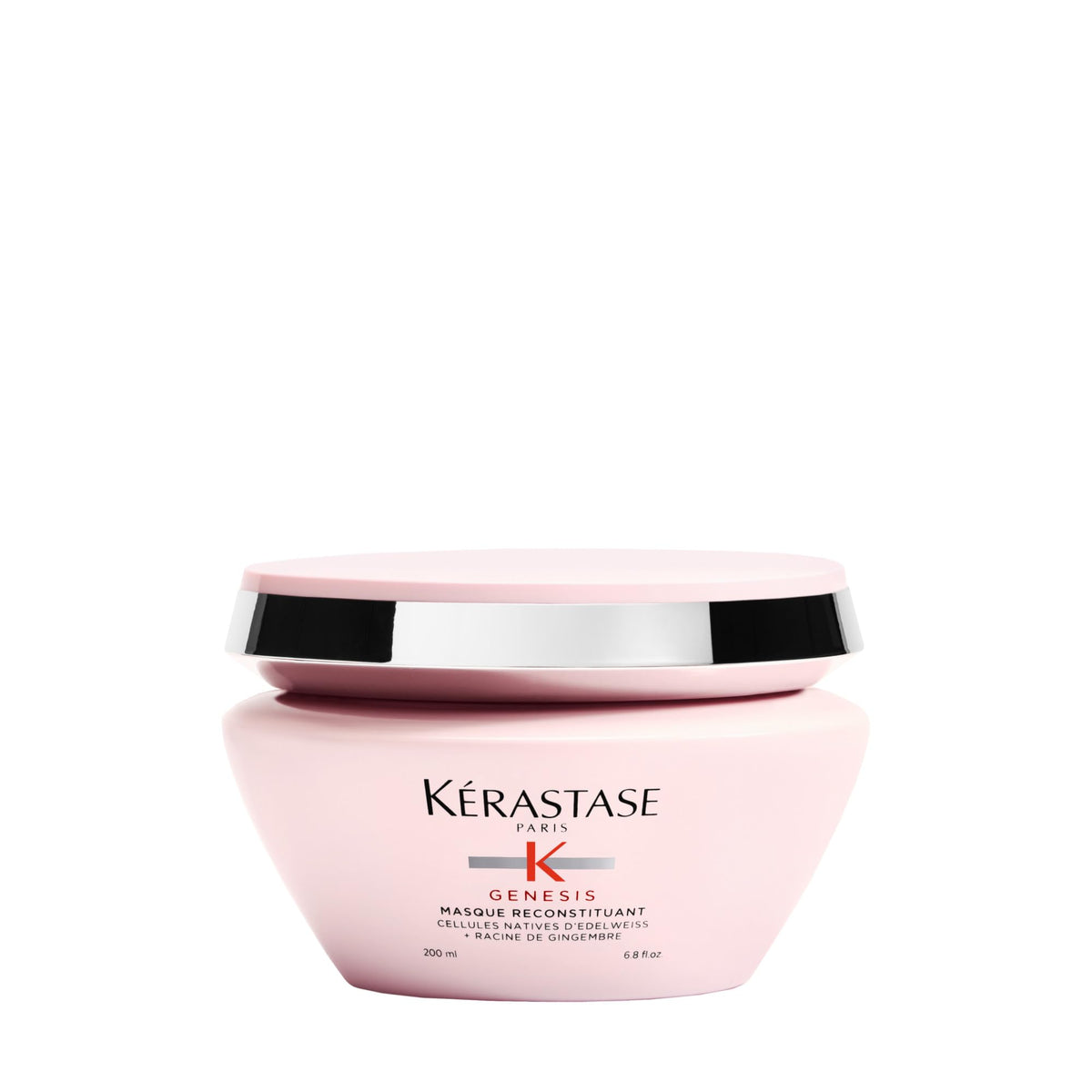 KÉRASTASE Genesis Hair Mask bottle close-up showing strengthening formula for fragile hair