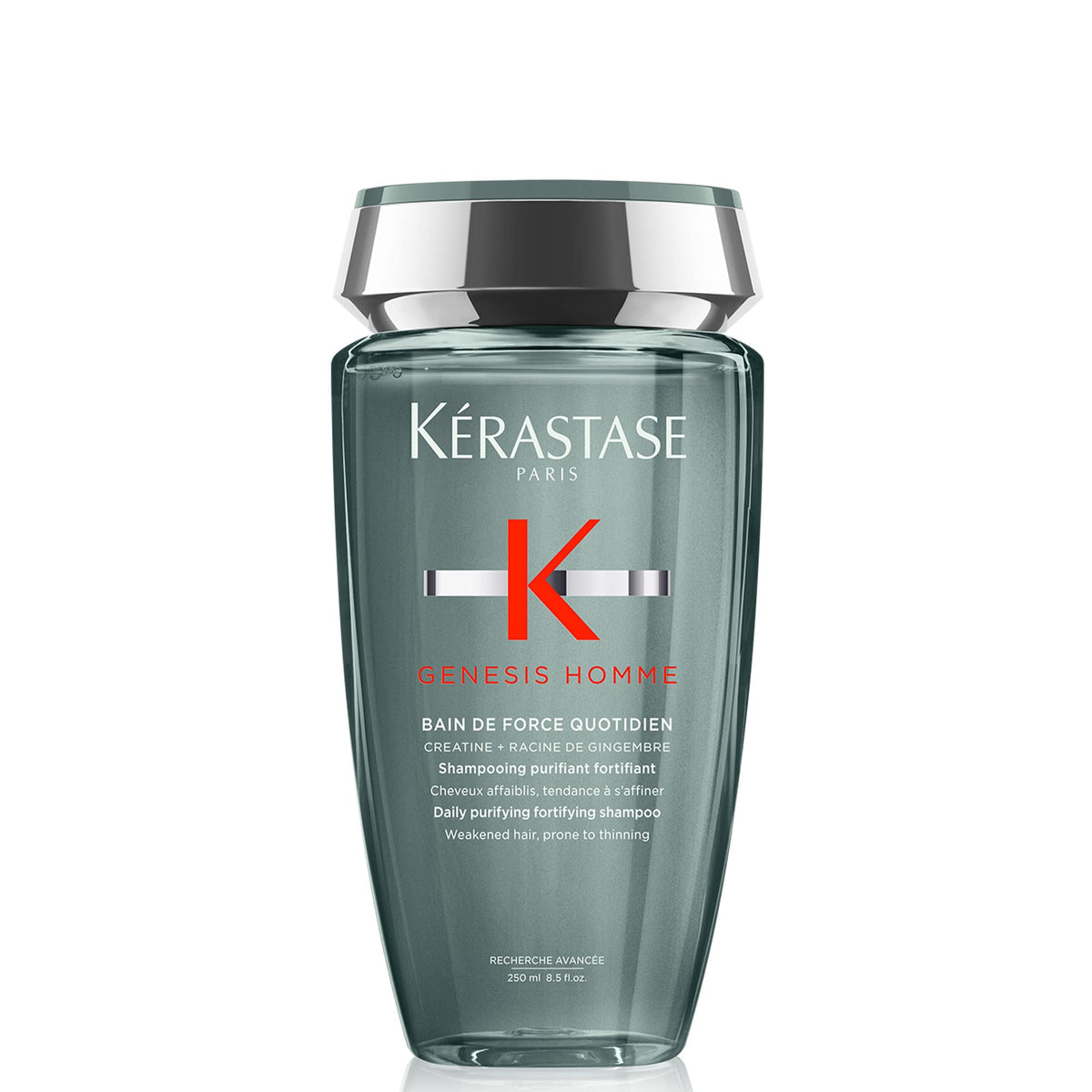 Kerastase Genesis Homme shampoo bottle pour delivers deep cleansing for scalp and hair
