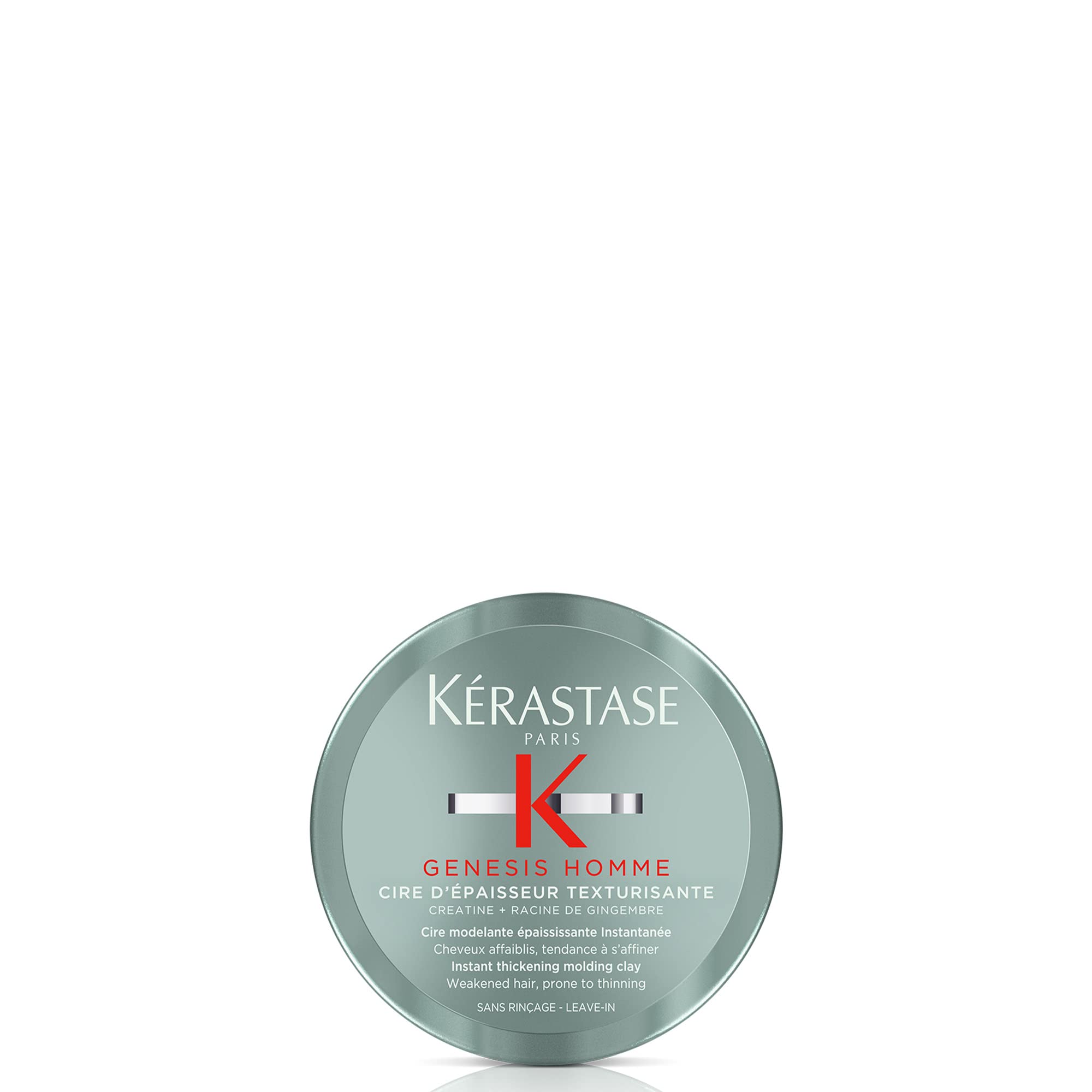 KÉRASTASE Genesis Homme wax pomade jar showing light-hold texture for weakened hair