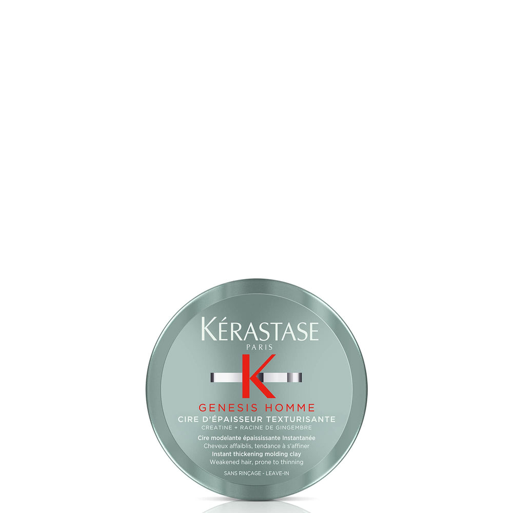 KÉRASTASE Genesis Homme wax pomade jar showing light-hold texture for weakened hair