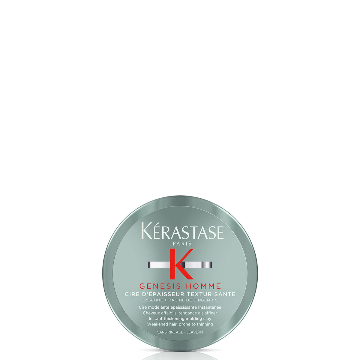 KÉRASTASE Genesis Homme wax pomade jar showing light-hold texture for weakened hair
