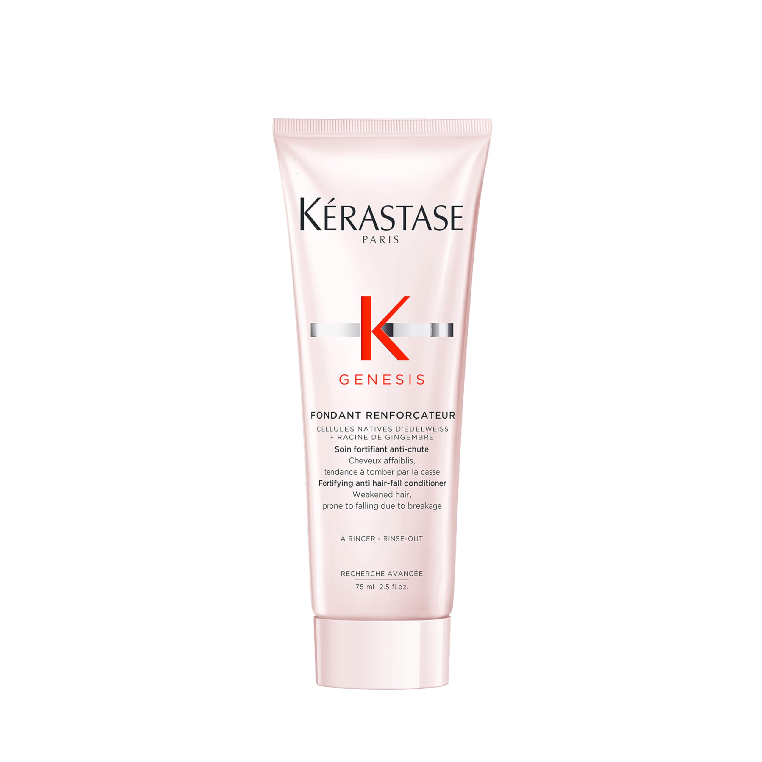 KÉRASTASE Genesis fondant bottle shows detangling lightweight conditioning for fragile hair.