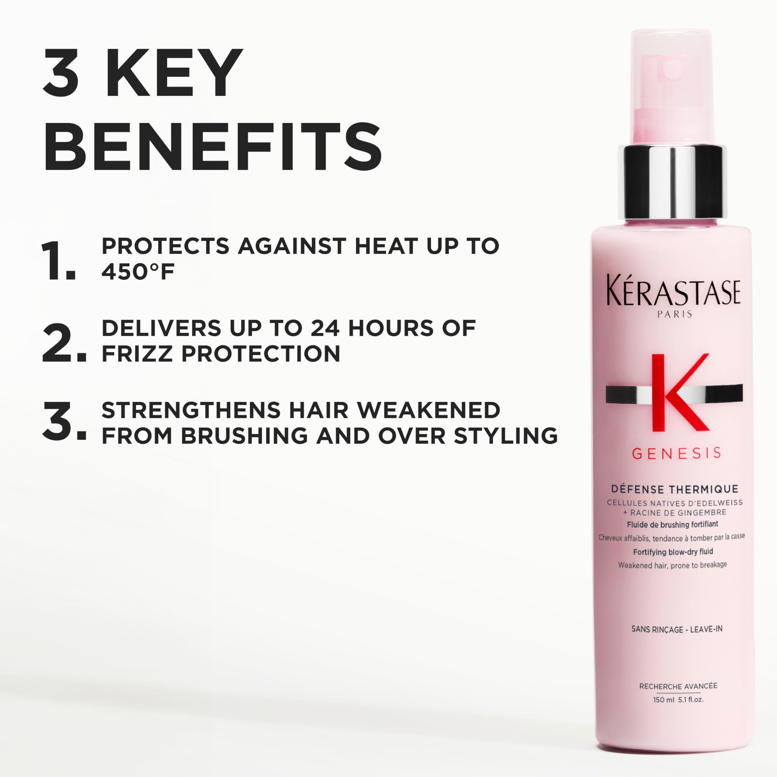 KÉRASTASE Genesis Thermique on damp hair delivering smoothness and manageability.