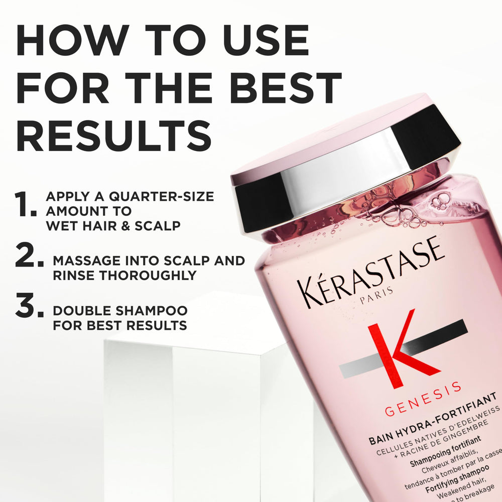 KÉRASTASE Genesis Thermique highlights ginger root and edelweiss cell ingredients.