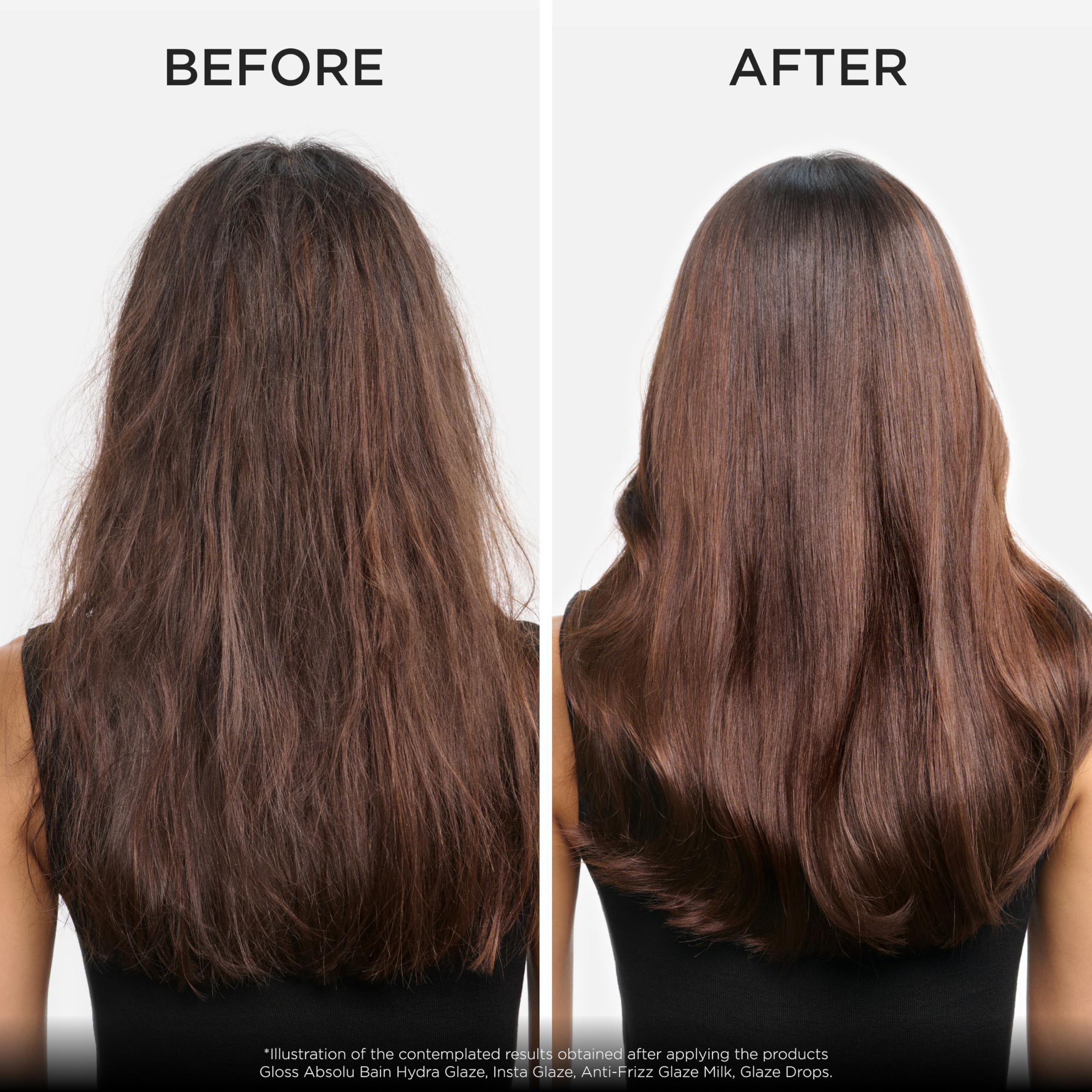 KERASTASE Gloss Absolu bottle-pump-closeup shows easy application for detangling.