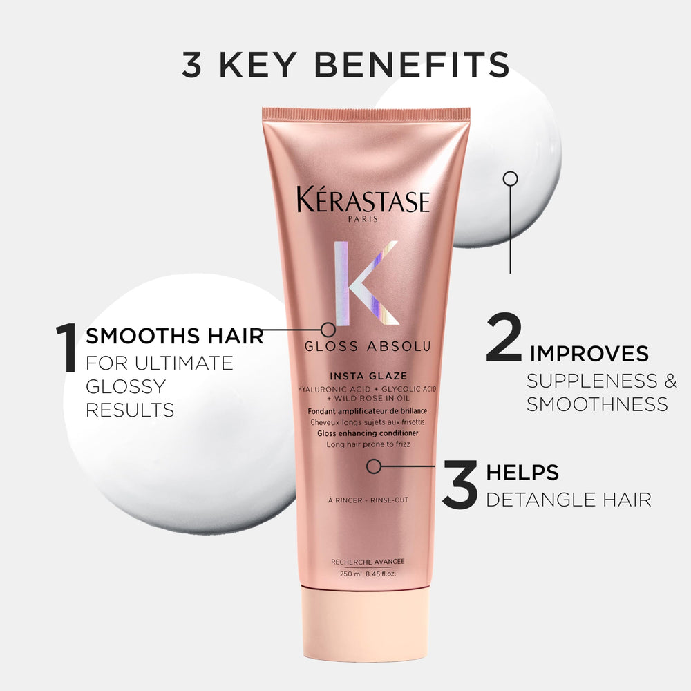 KERASTASE Gloss Absolu ingredients-glycolic-acid highlights smooth surface.