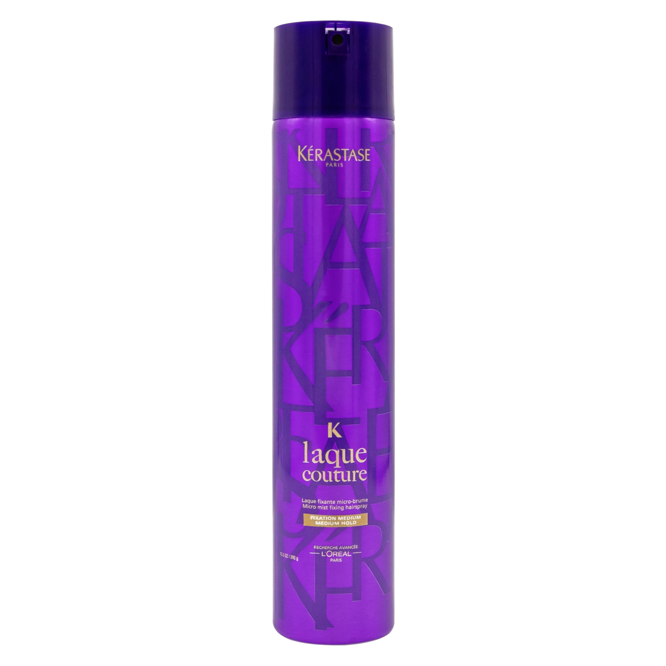 KÉRASTASE Laque Couture hair spray bottle with flexible hold and anti-humidity protection.