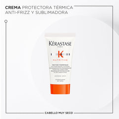 Kérastase Nutritive leave-in image highlighting heat protection up to 450°F for smooth styling