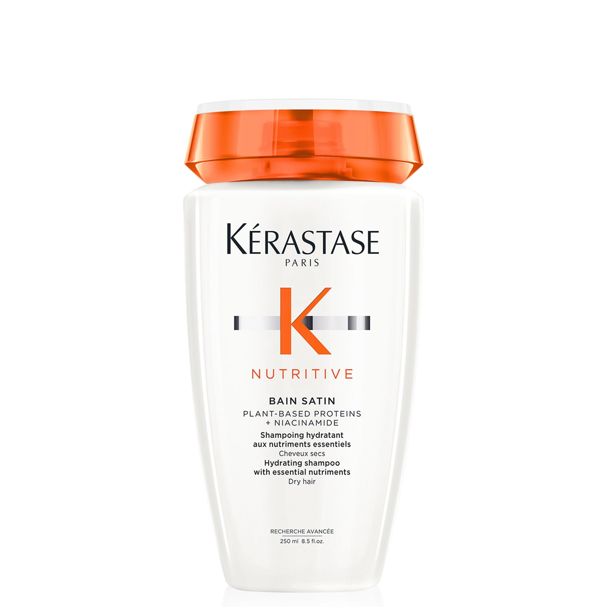 KÉRASTASE Nutritive bottle closeup highlighting hydrating formula for dry hair.