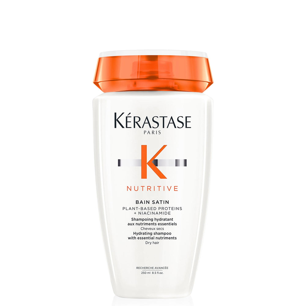 KÉRASTASE Nutritive bottle closeup highlighting hydrating formula for dry hair.