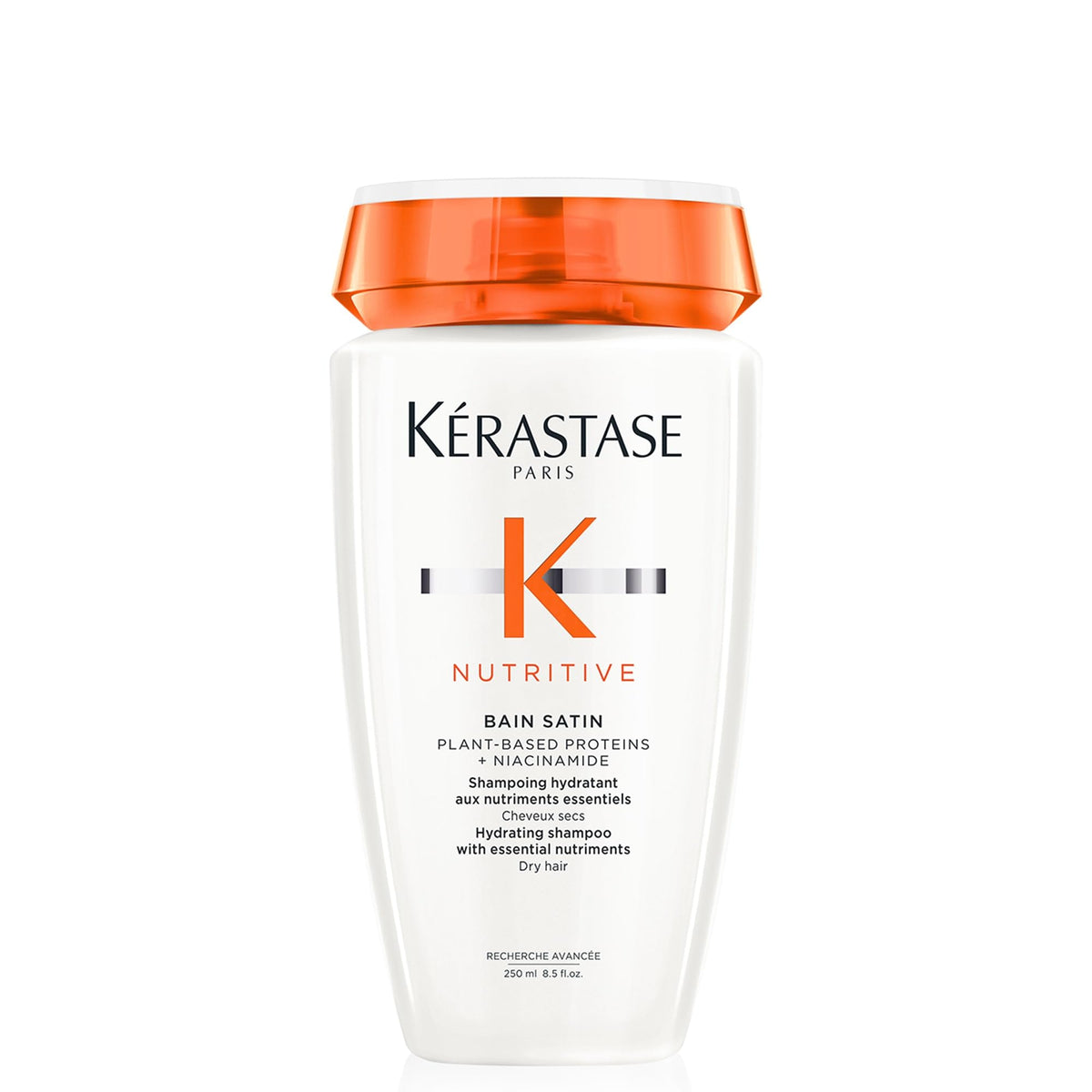 KÉRASTASE Nutritive bottle closeup highlighting hydrating formula for dry hair.