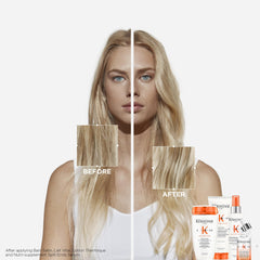 Kérastase Nutritive heat protecting spray application shows quick, lightweight coverage for smooth styling