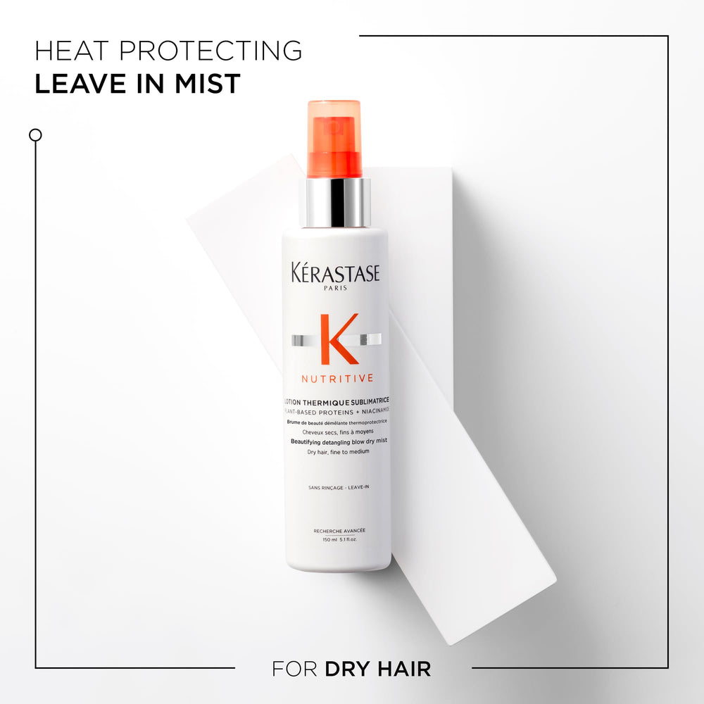 Kérastase Nutritive heat protecting spray detangling shows easier combing with less tug