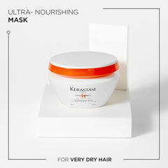 KÉRASTASE Masquintense Riche application shot—weekly treatment for detangling and nourishment.