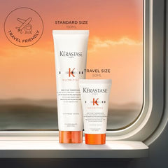 KÉRASTASE Nectar Thermique being applied to towel-dried hair for detangling and smoothness.