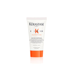 KÉRASTASE Nutritive Nectar Thermique bottle close-up showing heat protection up to 450°F.