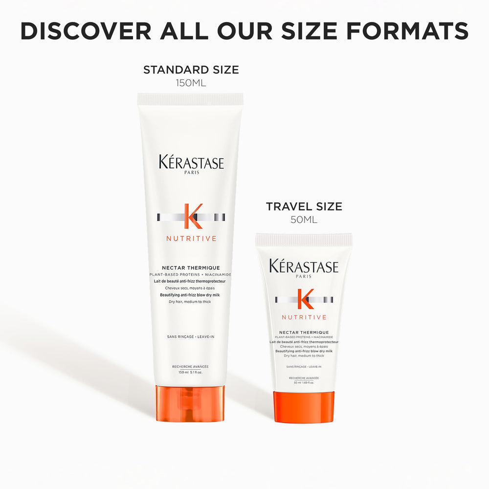 KÉRASTASE Nectar Thermique texture close-up showing leave-in, no-rinse formula.