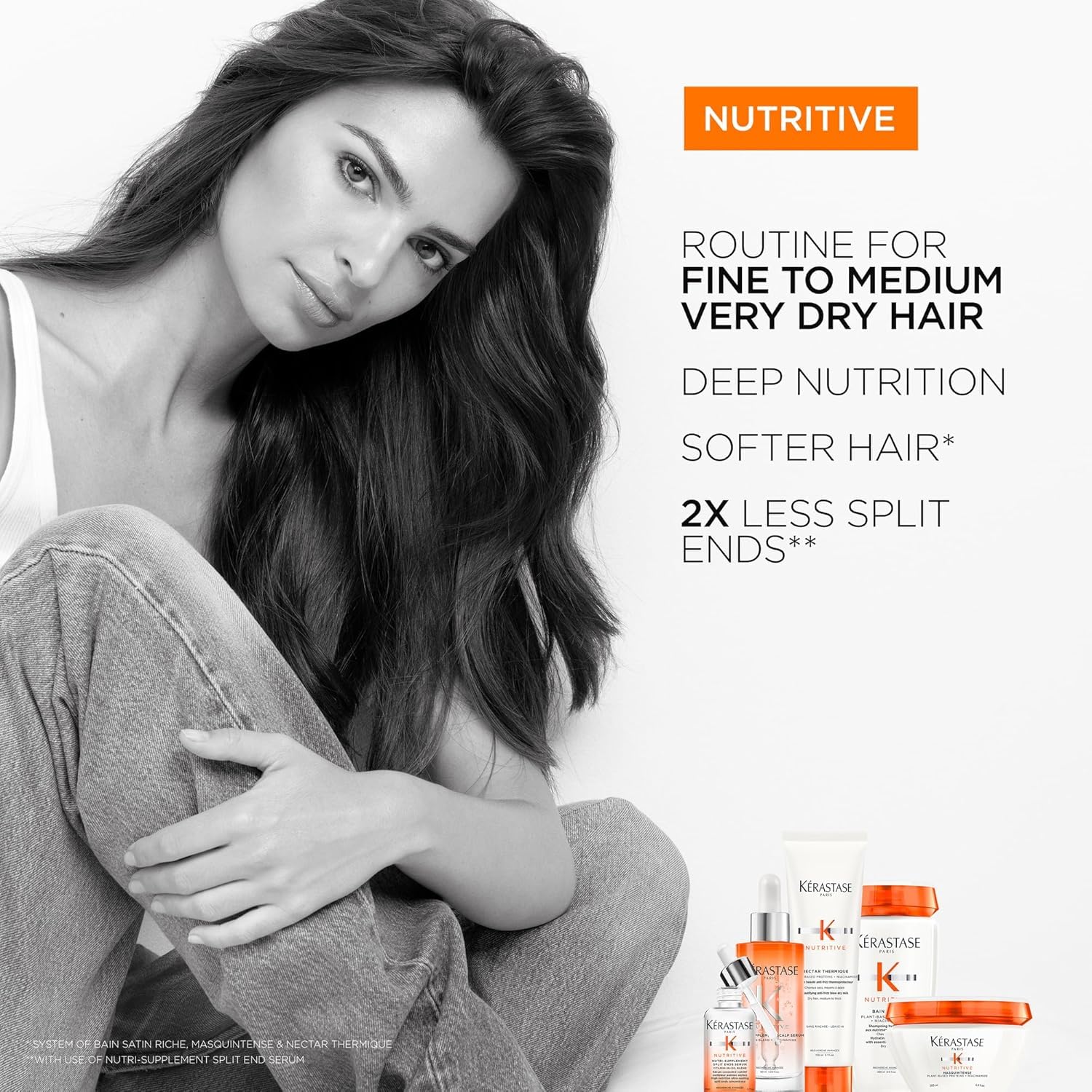 KÉRASTASE Nutritive serum adds shine to dry hair.