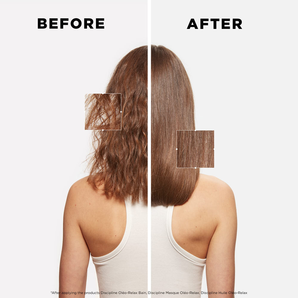 Kérastase Oleo-Relax Collection shampoo and hair oil pairing suggesting 24H manageability