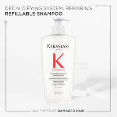 Kerastase Premiere Bain Decalcifiant after-use hair closeup showing smoother look
