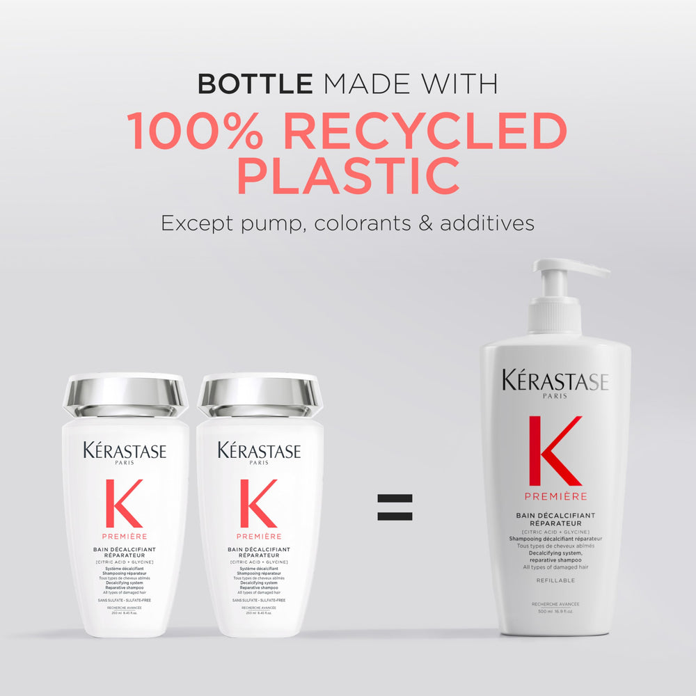 Kerastase Premiere Bain Decalcifiant shine test on hair demonstrating radiance