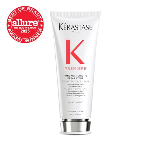 Kérastase Premiere bottle being dispensed, illustrating easy application.