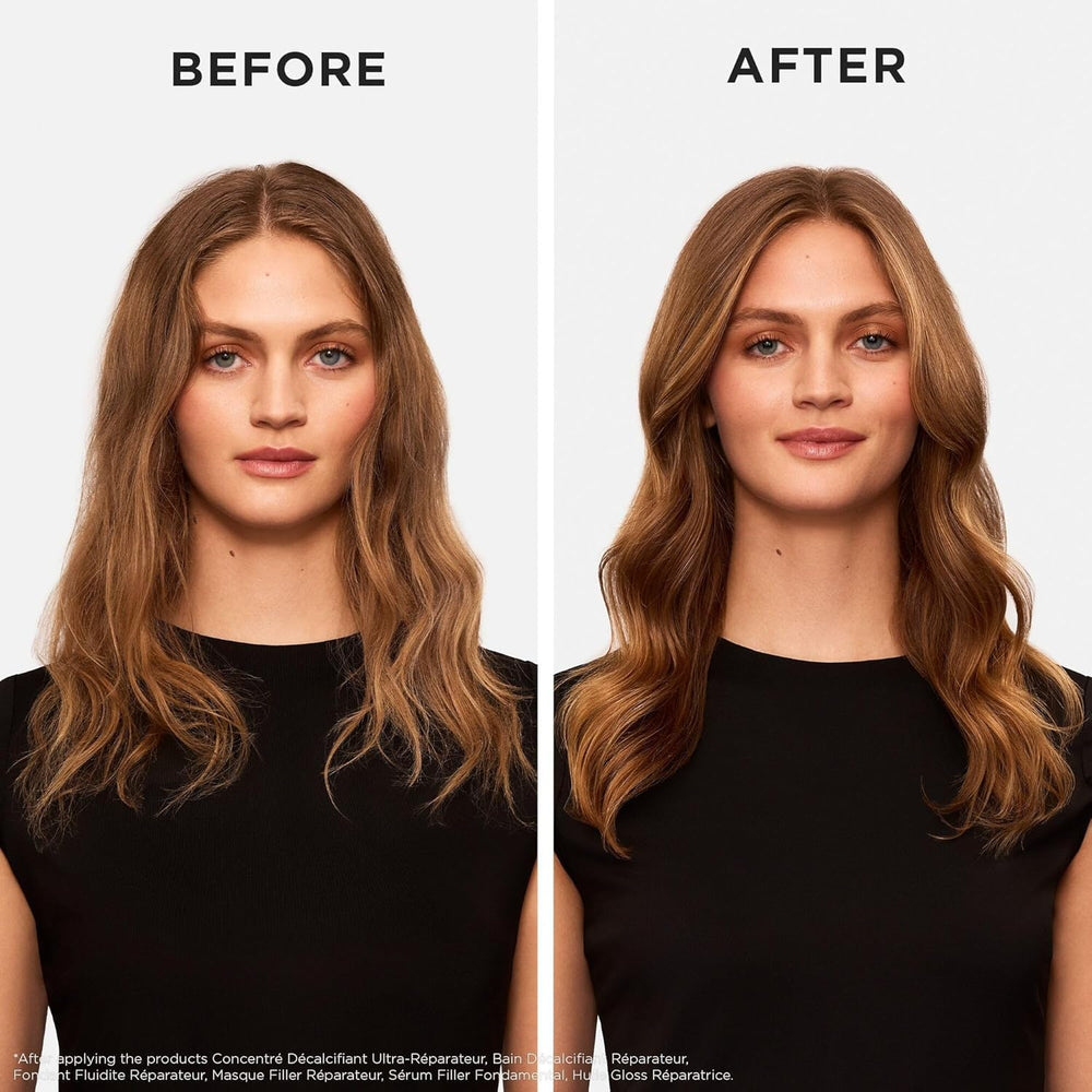 Kérastase Premiere Discovery shampoo bottle highlights dual-action cleansing for damaged hair.