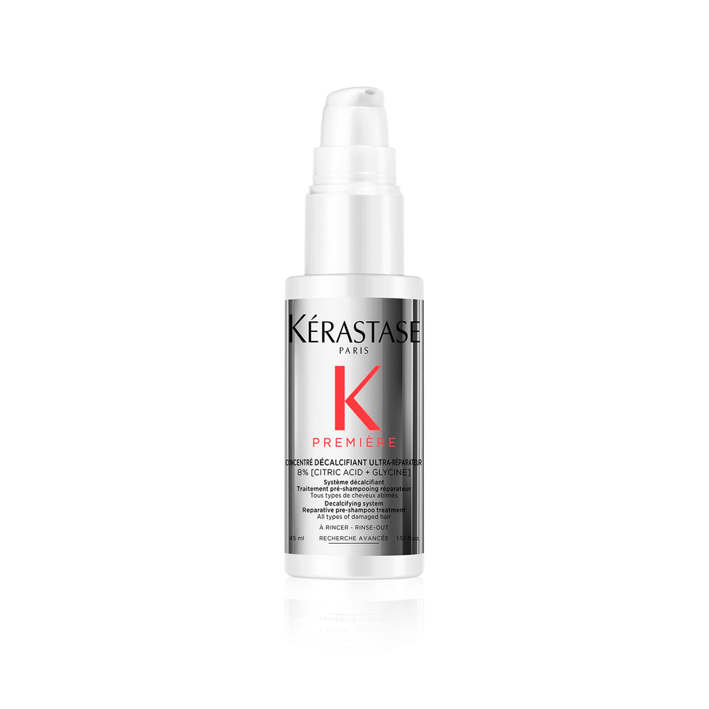 Kérastase Premiere Repair pre-shampoo bottle highlights dual-action repair for stronger hair.