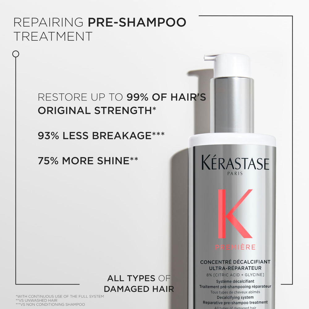 Kérastase Premiere Repair pre-shampoo cream texture close-up suggests rich, nourishing coverage.