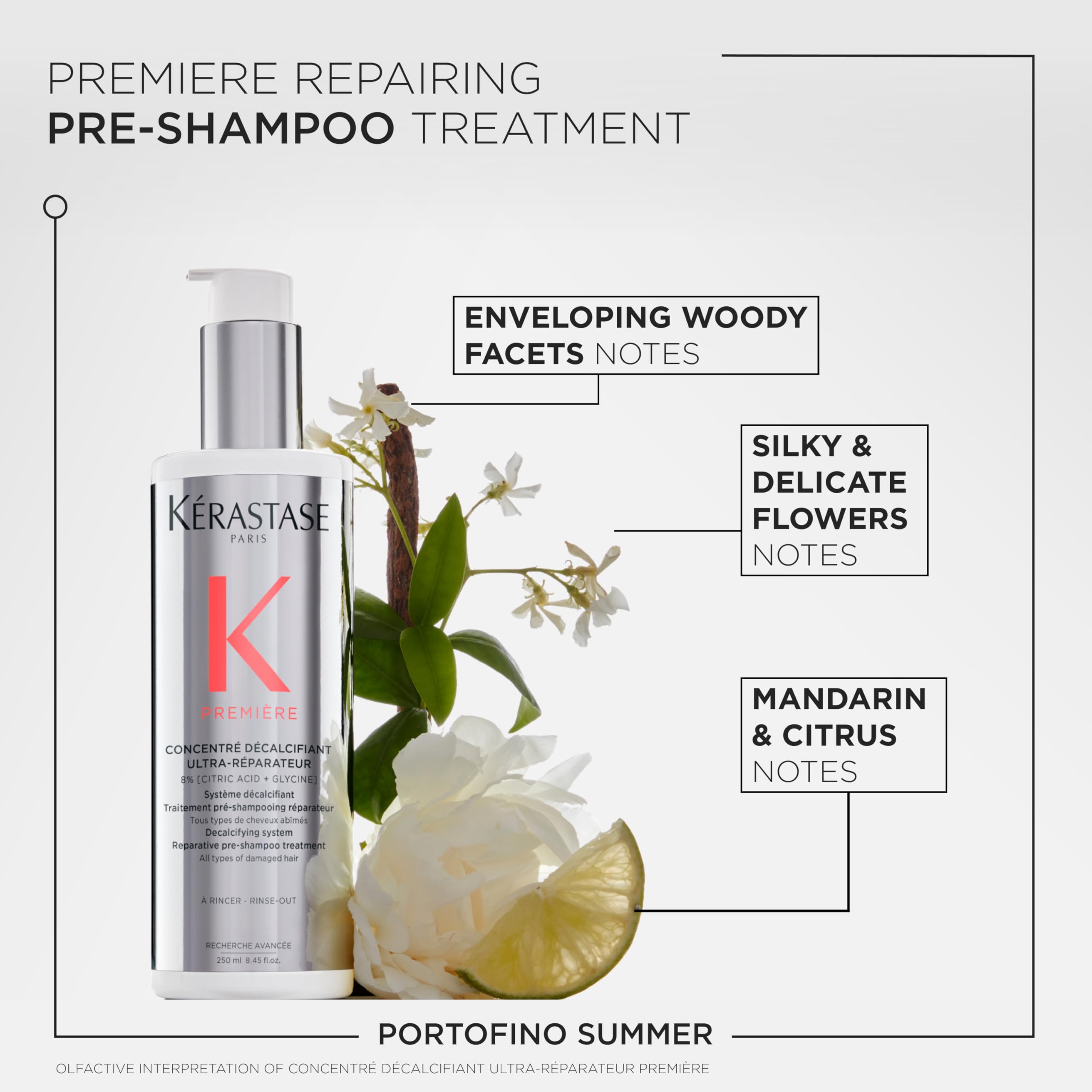 Kérastase Premiere Repair pre-shampoo in-shower scene showing pre-wash treatment step.