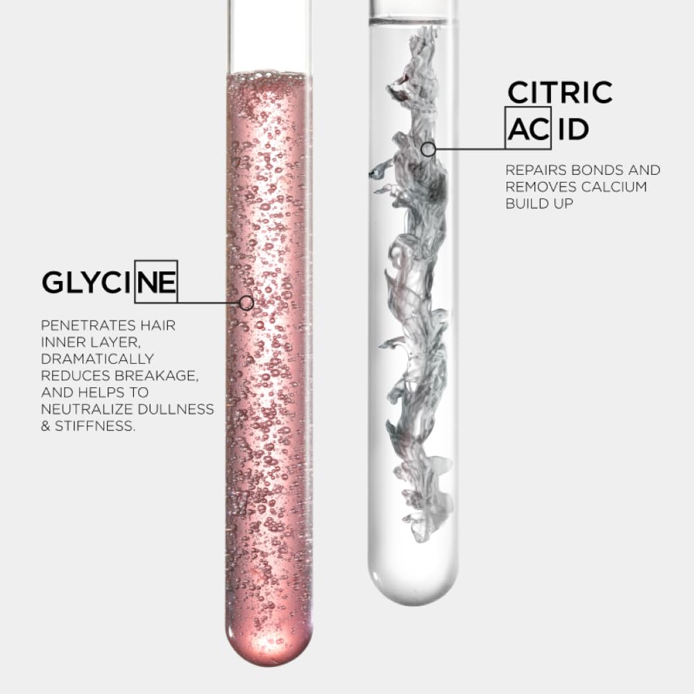 KÉRASTASE Première glycine diagram indicates keratin bond reconnecting action.