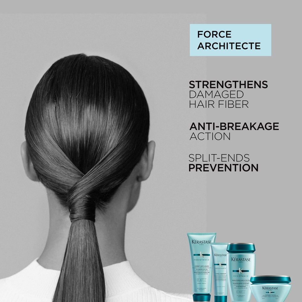 KÉRASTASE Resistance Ciment Anti-Usure Vita-Ciment technology close-up highlights hair-repair potential