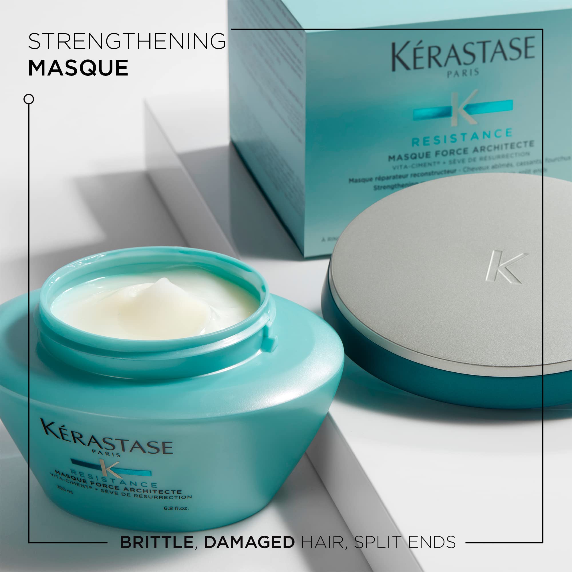KÉRASTASE Resistance Masque Force Architecte jar closeup showing rich restorative cream.