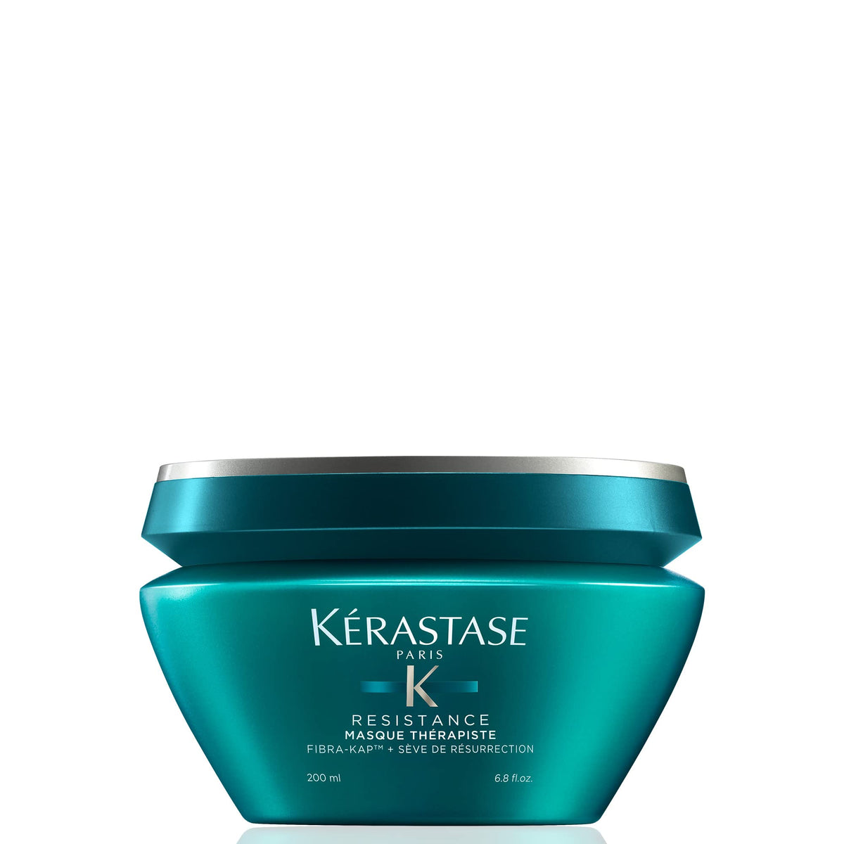 Kérastase Resistance Therapiste mask jar showing fiber renewal for stronger hair.