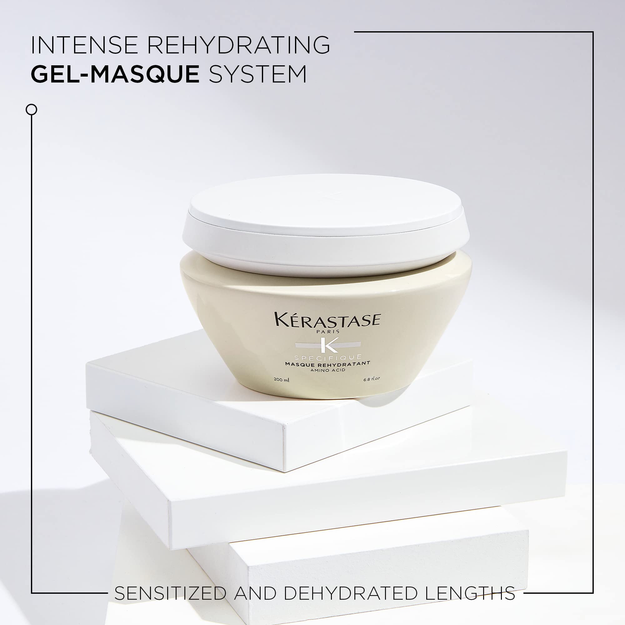 KÉRASTASE Specifique Rehydratant texture swatch highlighting detangle-friendly hydration.