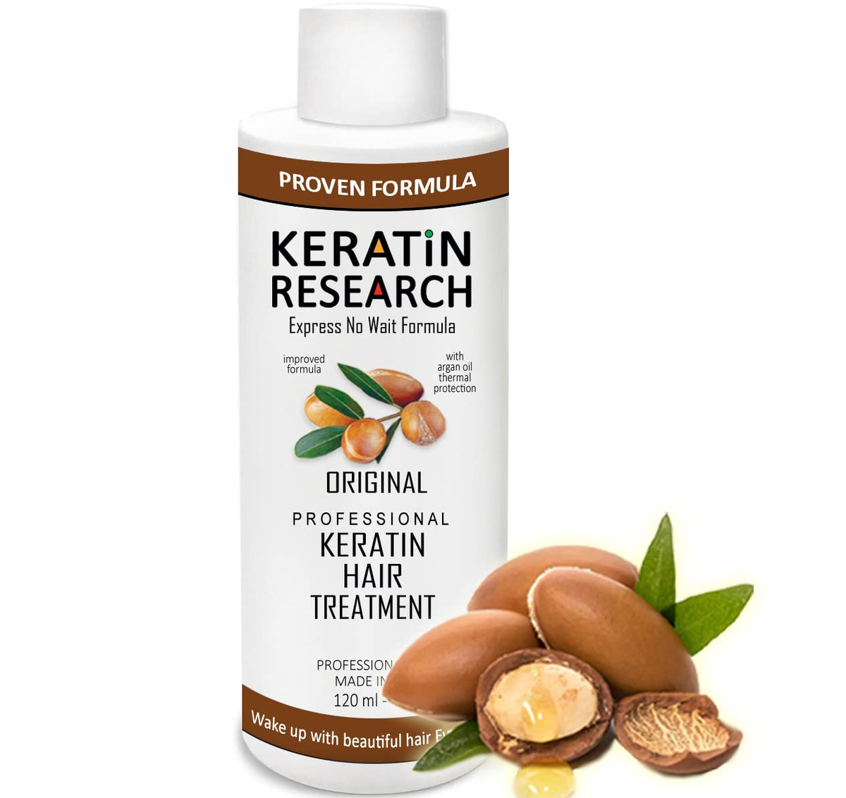 KERATIN RESEARCH Brazilian keratin treatment bottle for sleek, salon-grade results.