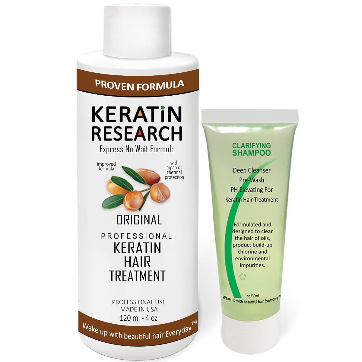 KERATIN RESEARCH Brazilian Keratin Treatment bottle shown for long-lasting straightening and smooth results.