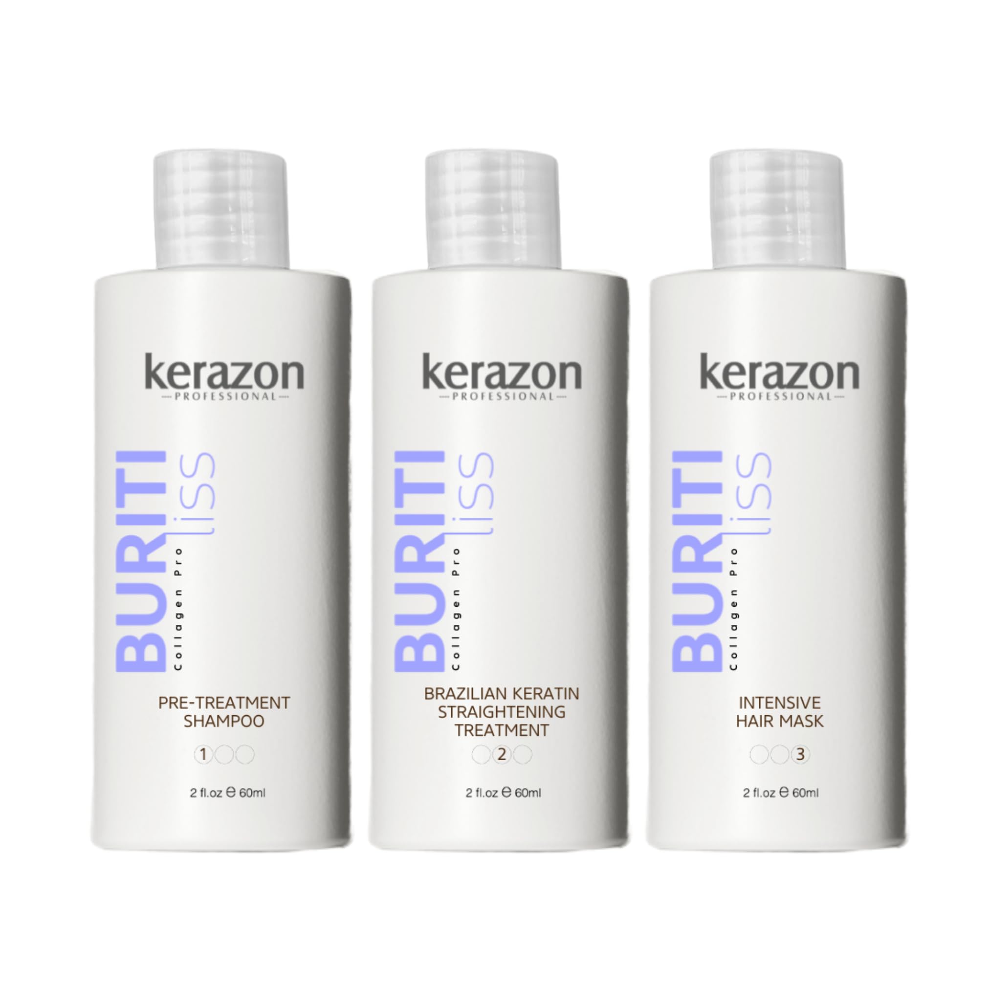 Kerazon Brazilian Keratin Kit bottle demonstrates professional straightening prep for smooth hair