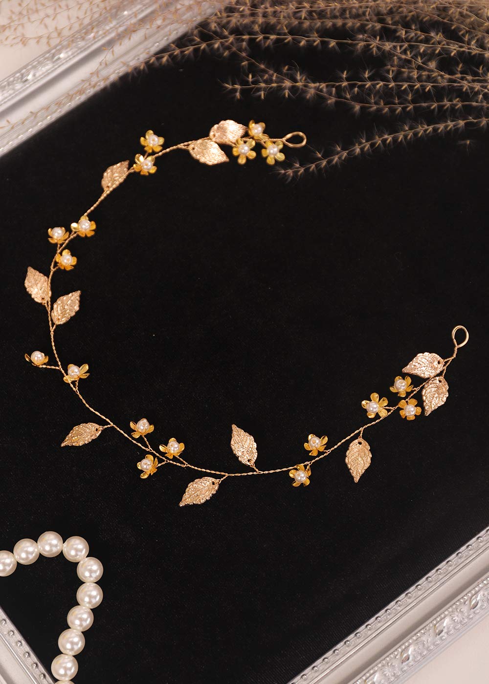 Kercisbeauty Gold Leaf Headband on-model demonstrates effortless shine.