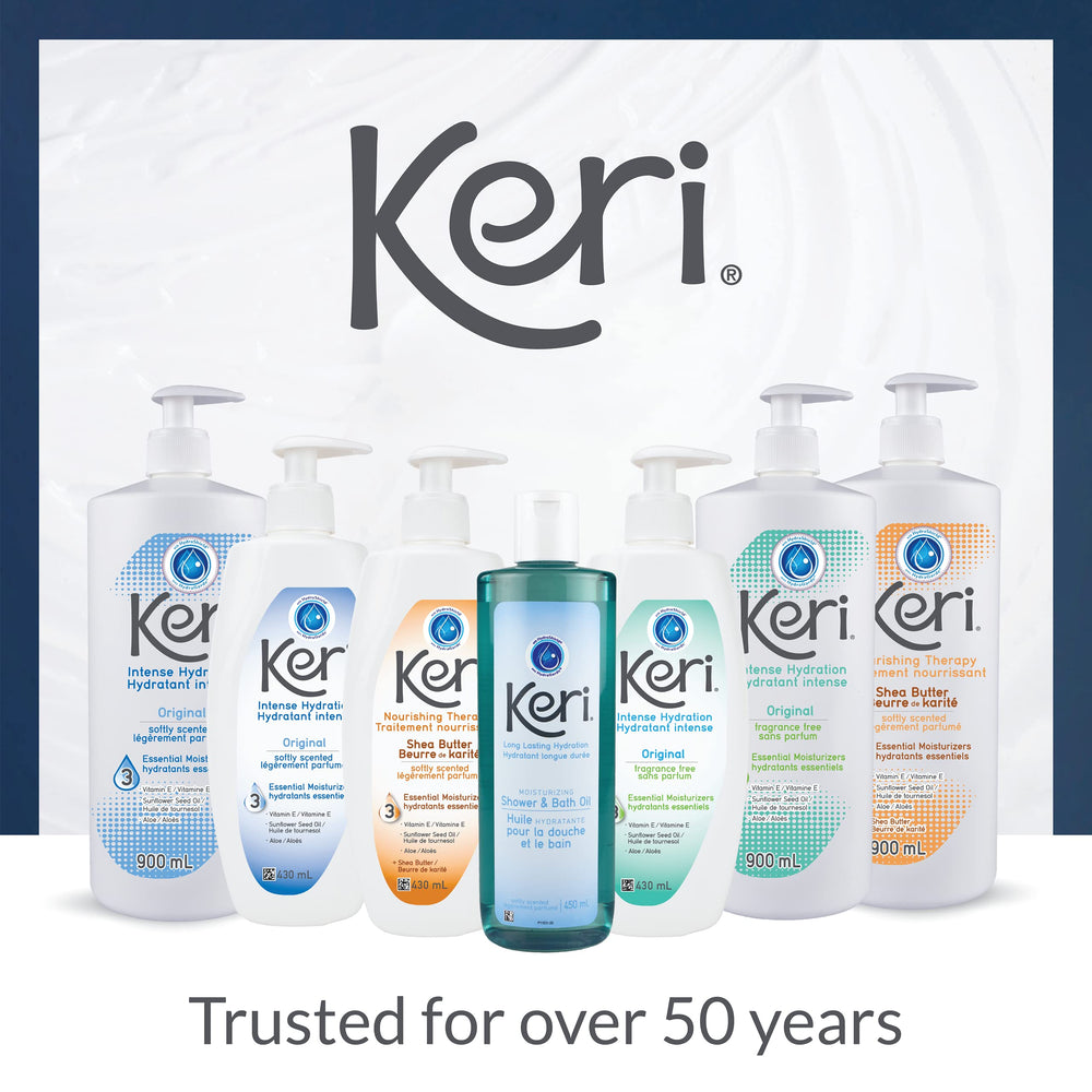 Keri Original Lotion pump dispense demonstrates easy application