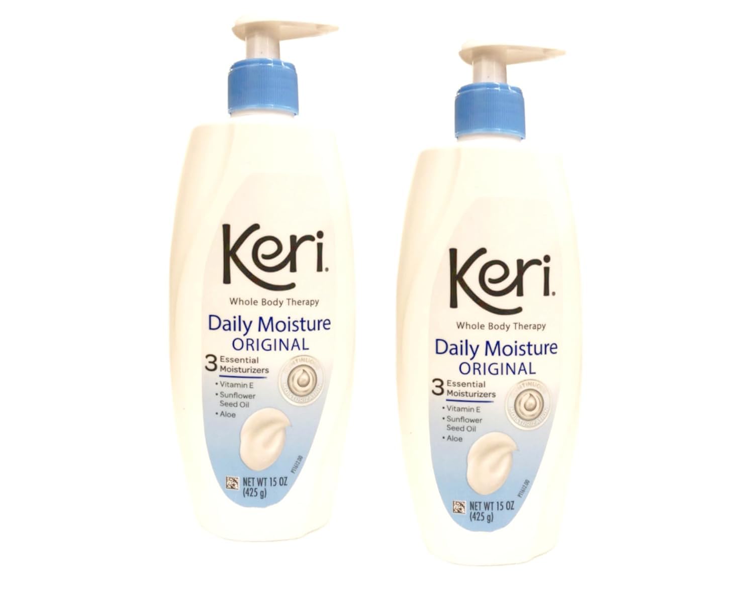 Keri Original Moisture Therapy 15 oz 2 pack bottle front showing label and size