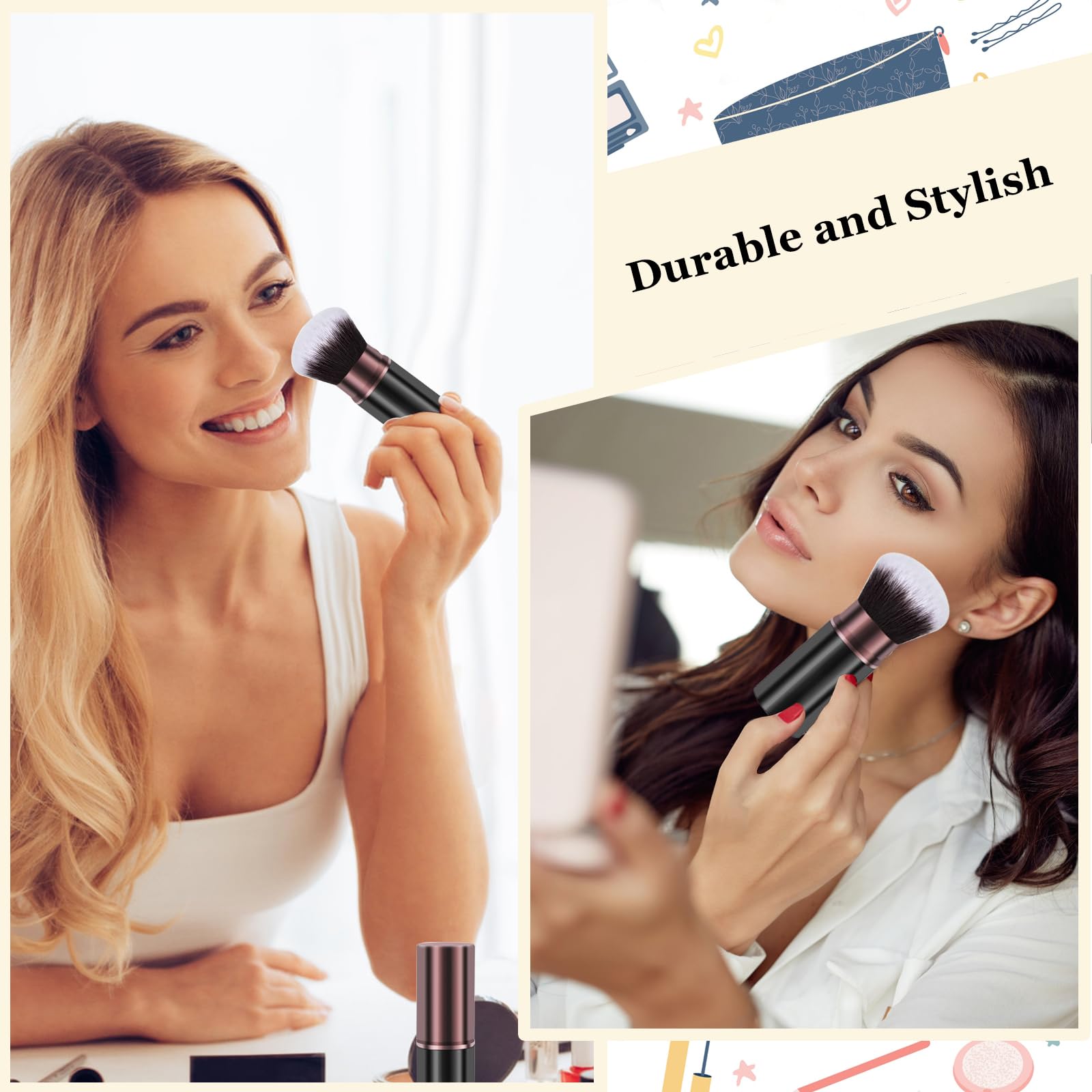 Keriloo retractable makeup brush blush-bronzer buffing for natural color