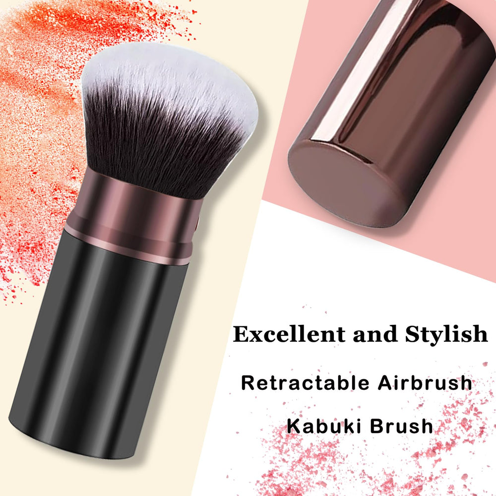 Keriloo retractable makeup brush foundation-blending smooths liquid foundation