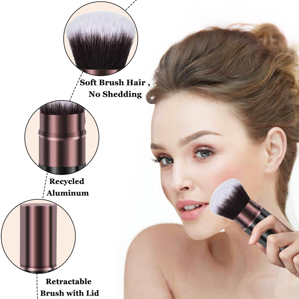 Keriloo retractable makeup brush recycled-aluminum body is sturdy and durable