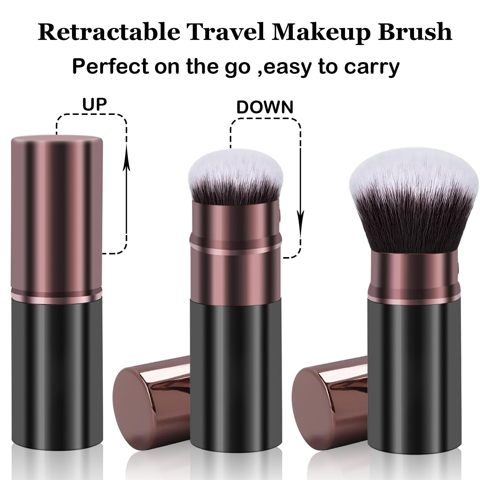 Keriloo retractable makeup brush travel-compact design for on-the-go use